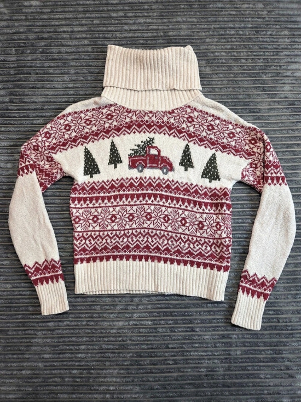 Kaisley Fair Isle Tree Truck Turtleneck Sweater Size XS